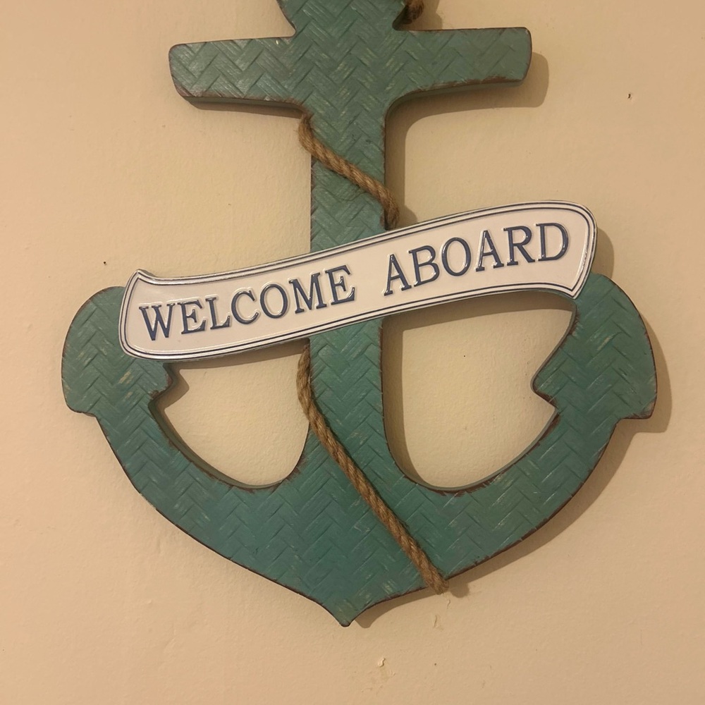 Nautical Anchor Wall Decor with Welcome Sign - Green